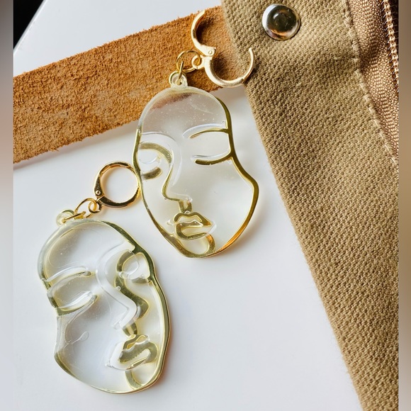Abstract face earrings - Picture 3 of 3